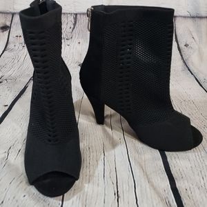 Peep Toe Boots Mid Calf